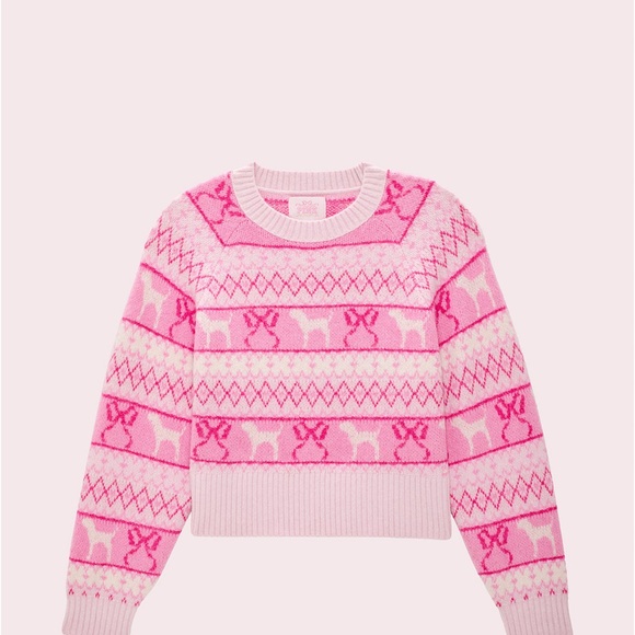 Loveshackfancy X VS Pink Sweater Pink Tulip Fairisle dog and bow 🎀 - Picture 4 of 4